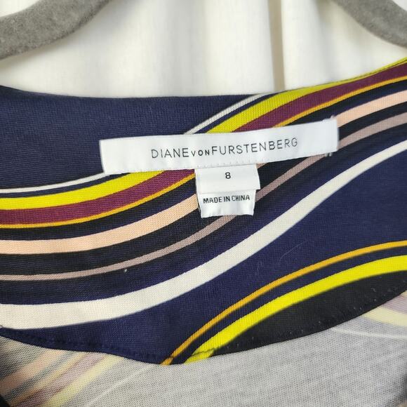 DVF Diane Von Furstenberg Mini Dress Size 8 Silk Retro Preppy - Picture 5 of 11